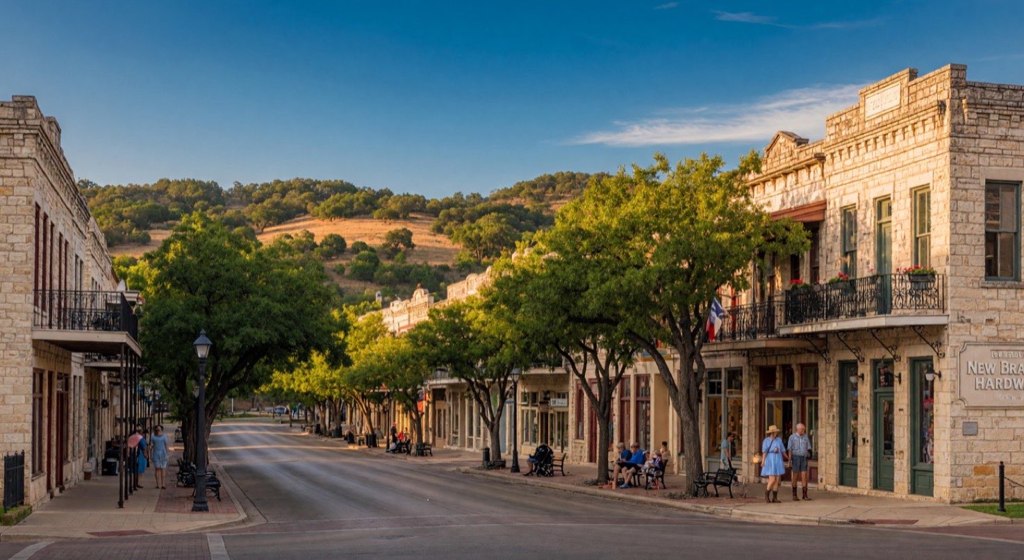 Historic New Braunfels street scene for Velvet Realty Group community guidance