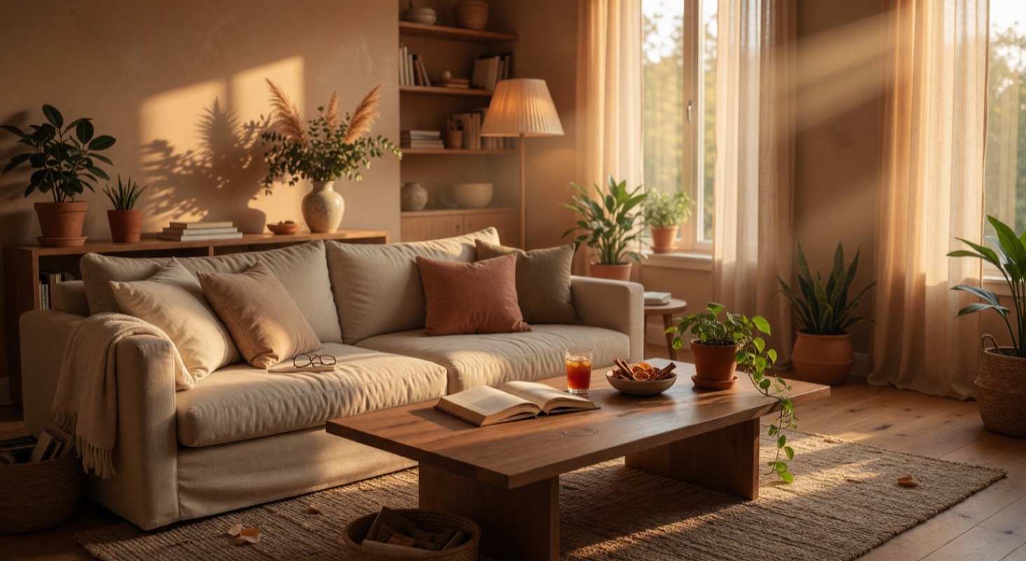 Warm high-end living room for Velvet Realty Group real estate resource guidance