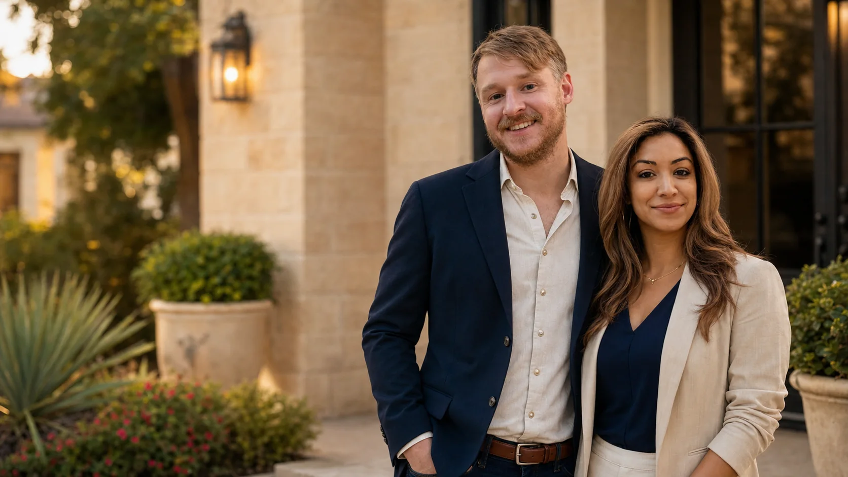 Jonathan and Naomi Morris outside a San Antonio home entry