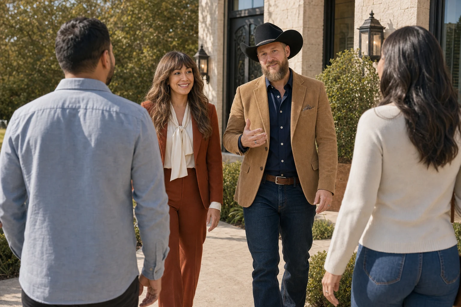 Jonathan and Naomi walking a San Antonio property with clients